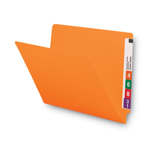 Picture of Shelf-Master Reinforced End Tab Colored Folders, Straight Tabs, Letter Size, 0.75" Expansion, Orange, 100/Box