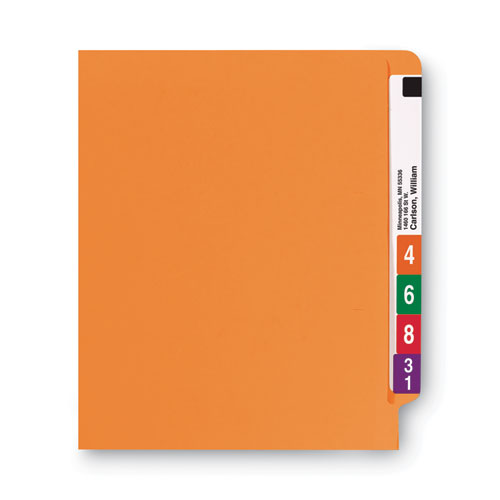 Picture of Shelf-Master Reinforced End Tab Colored Folders, Straight Tabs, Letter Size, 0.75" Expansion, Orange, 100/Box