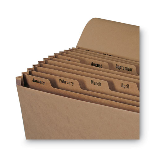 Picture of Indexed Expanding Kraft Files, 12 Sections, Elastic Cord Closure, 1/12-Cut Tabs, Letter Size, Kraft