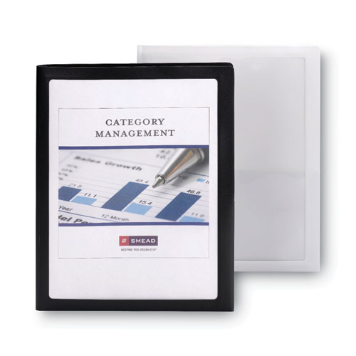 Picture of Frame View Poly Two-Pocket Folder, 100-Sheet Capacity, 11 x 8.5, Clear/Black, 5/Pack