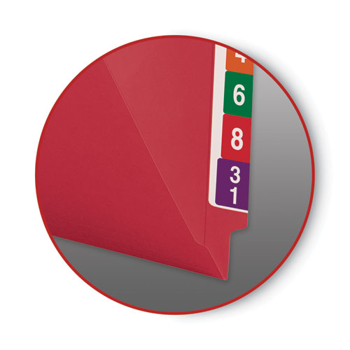 Picture of Shelf-Master Reinforced End Tab Colored Folders, Straight Tabs, Letter Size, 0.75" Expansion, Red, 100/Box