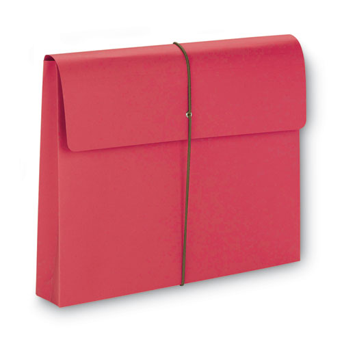 Picture of Expanding Wallet with Elastic Cord, 2" Expansion, 1 Section, Elastic Cord Closure, Letter Size, Red, 10/Box