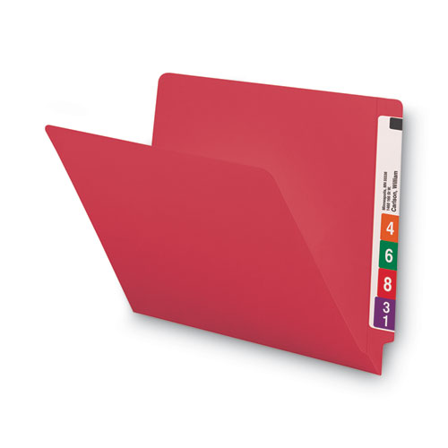 Picture of Shelf-Master Reinforced End Tab Colored Folders, Straight Tabs, Letter Size, 0.75" Expansion, Red, 100/Box