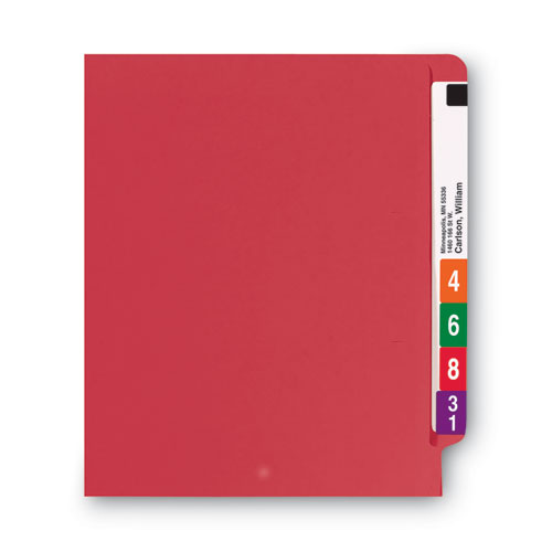 Picture of Shelf-Master Reinforced End Tab Colored Folders, Straight Tabs, Letter Size, 0.75" Expansion, Red, 100/Box