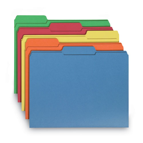 Picture of Interior File Folders, 1/3-Cut Tabs: Assorted, Letter Size, 0.75" Expansion, Assorted Colors, 100/Box