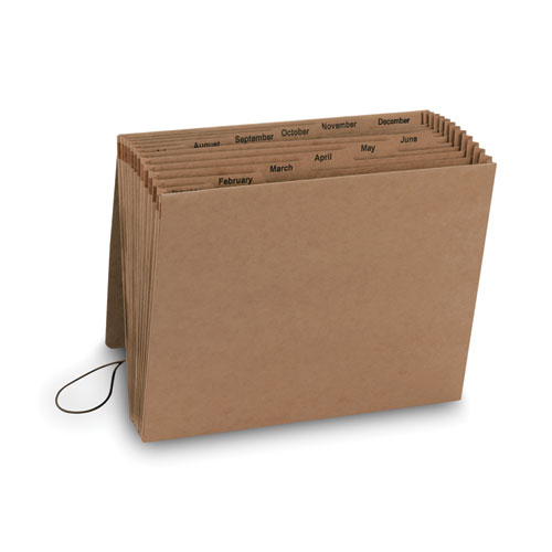 Picture of Indexed Expanding Kraft Files, 12 Sections, Elastic Cord Closure, 1/12-Cut Tabs, Letter Size, Kraft