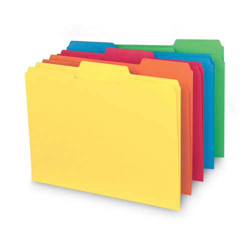 Picture of Interior File Folders, 1/3-Cut Tabs: Assorted, Letter Size, 0.75" Expansion, Assorted Colors, 100/Box