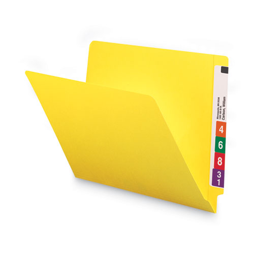 Picture of Shelf-Master Reinforced End Tab Colored Folders, Straight Tabs, Letter Size, 0.75" Expansion, Yellow, 100/Box