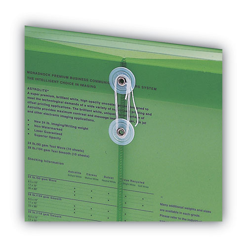 Picture of Poly String and Button Interoffice Envelopes, Open-End (Vertical), 9.75 x 11.63, Transparent Green, 5/Pack