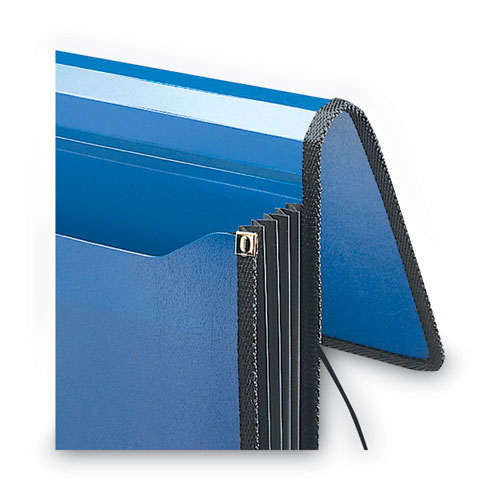 Picture of Poly Premium Wallets, 5.25" Expansion, 1 Section, Elastic Cord Closure, Letter Size, Navy Blue