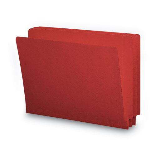 Picture of Shelf-Master Reinforced End Tab Colored Folders, Straight Tabs, Letter Size, 0.75" Expansion, Red, 100/Box