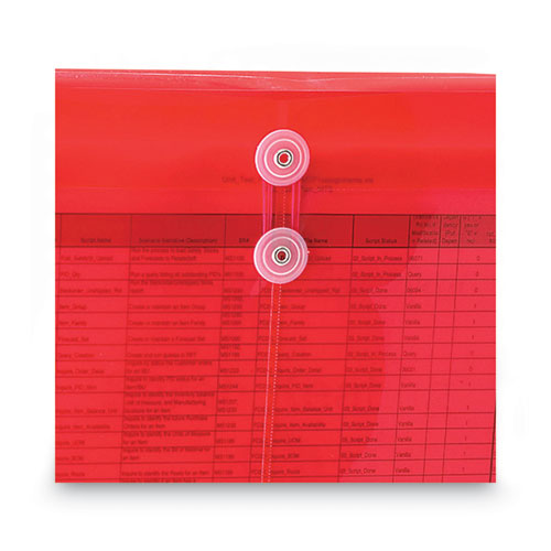 Picture of Poly String and Button Interoffice Envelopes, Open-Side (Horizontal), 9.75 x 11.63, Transparent Red, 5/Pack