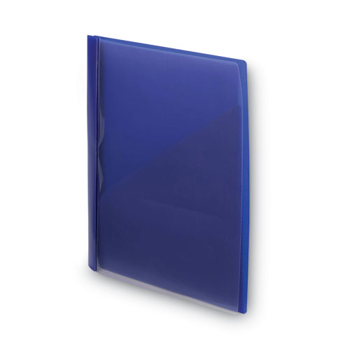 Picture of Clear Front Poly Report Cover, Double-Prong Fastener, 0.5" Capacity, 8.5 x 11, Clear/Blue, 5/Pack