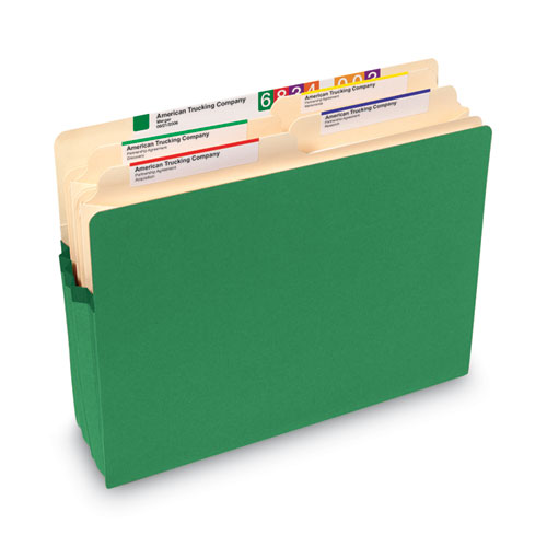 Picture of Colored File Pockets, 1.75" Expansion, Letter Size, Green