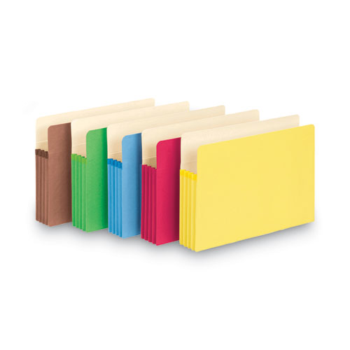 Picture of Colored File Pockets, 3.5" Expansion, Legal Size, Assorted Colors, 5/Pack