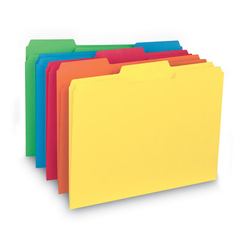 Picture of Interior File Folders, 1/3-Cut Tabs: Assorted, Letter Size, 0.75" Expansion, Assorted Colors, 100/Box