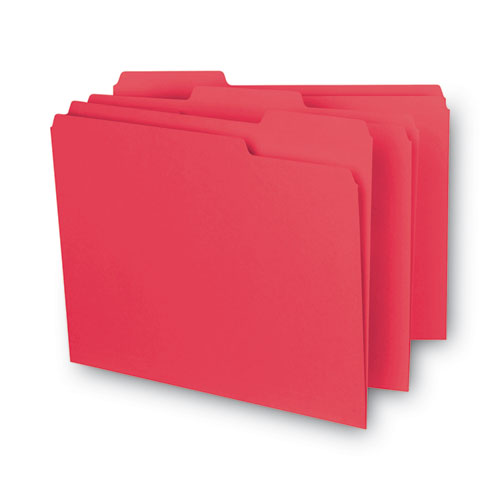 Picture of Interior File Folders, 1/3-Cut Tabs: Assorted, Letter Size, 0.75" Expansion, Red, 100/Box