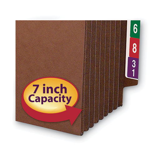 Picture of Heavy-Duty Redrope End Tab TUFF Pockets, 7" Expansion, Legal Size, Redrope, 5/Box