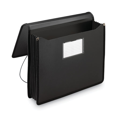 Picture of Poly Premium Wallets, 5.25" Expansion, 1 Section, Elastic Cord Closure, Letter Size, Black