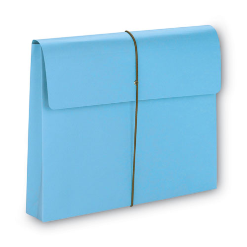 Picture of Expanding Wallet with Elastic Cord, 2" Expansion, 1 Section, Elastic Cord Closure, Letter Size, Blue, 10/Box