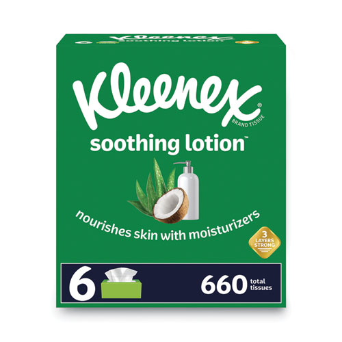 Lotion+Facial+Tissue%2C+3-Ply%2C+White%2C+110+Sheets%2FBox%2C+6+Boxes%2FPack