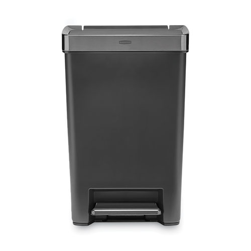 Picture of Premier Series III Step-On Waste Container, 12.4 gal, Plastic, Black/Stainless Steel
