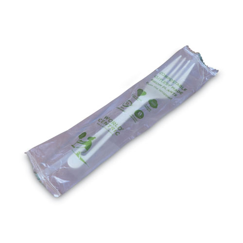 Picture of TPLA Compostable Cutlery, Fork, 6.3", White, 750/Carton