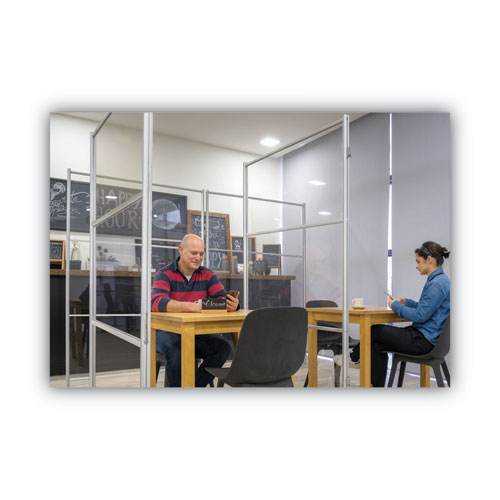 Picture of Protector Series Mobile Glass Panel Divider, 49 x 22 x 69, Clear/Aluminum