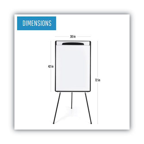 Picture of Magnetic Gold Ultra Dry Erase Tripod Presentation Easel with Arms, 28" x 38.5", White Surface, Black/Silver Aluminum Frame