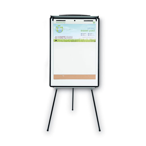 Picture of Magnetic Gold Ultra Dry Erase Tripod Presentation Easel with Arms, 28" x 38.5", White Surface, Black/Silver Aluminum Frame