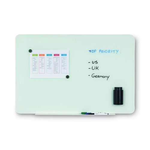 Picture of Magnetic Glass Dry Erase Board, 36" x 24", Opaque White Surface