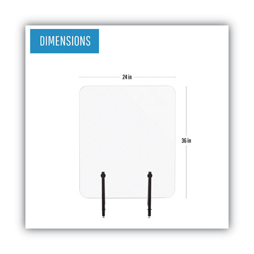 Picture of Protector Series Frameless Glass Desktop Divider, 23.6 x 0.16 x 35.4, Clear/Aluminum