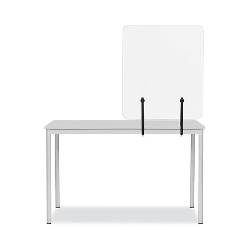 Picture of Protector Series Frameless Glass Desktop Divider, 55.1 x 0.16 x 35.4, Clear/Aluminum
