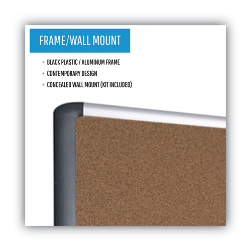 Picture of Tech Cork Board, 48" x 36", Tan Surface, Silver/Black Aluminum Frame