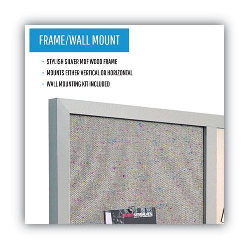 Picture of Designer Fabric Bulletin Board, Combo Magnetic Dry Erase/Bulletin, 24" x 18", Multicolor/Gray Surface, Gray Fiberboard Frame