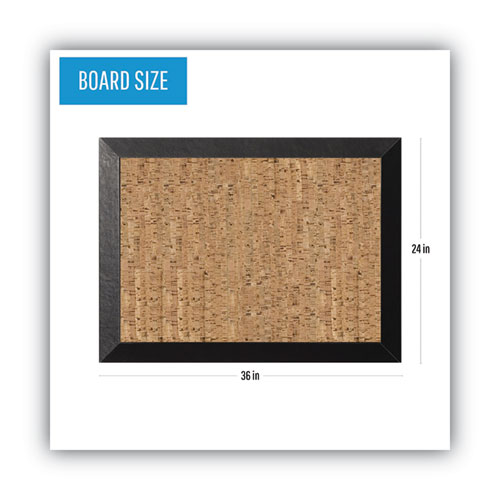 Picture of Natural Cork Bulletin Board, 36 x 24, Tan Surface, Black Wood Frame