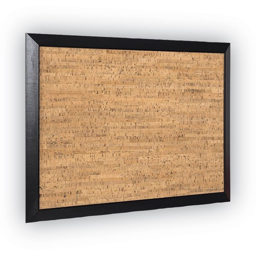 Picture of Natural Cork Bulletin Board, 36 x 24, Tan Surface, Black Wood Frame