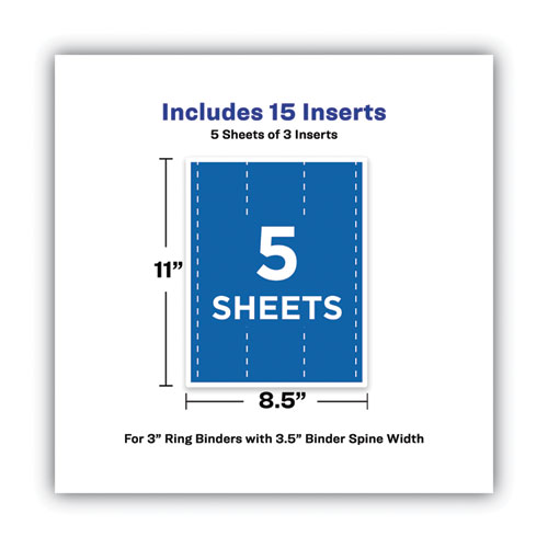 Picture of Binder Spine Inserts, 3" Spine Width, 3 Inserts/Sheet, 5 Sheets/Pack