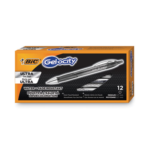 Picture of Gel-ocity Ultra Gel Pen, Retractable, Medium 0.7 mm, Black Ink, Black Barrel, Dozen