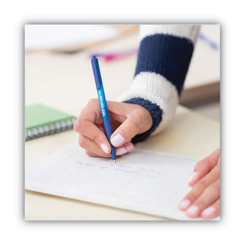 Picture of Soft Feel Ballpoint Pen, Retractable, Fine 0.8 mm, Blue Ink, Blue Barrel, Dozen