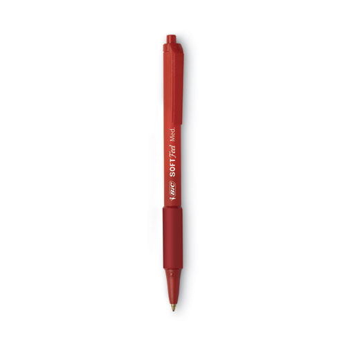 Picture of Soft Feel Ballpoint Pen, Retractable, Medium 1 mm, Red Ink, Red Barrel, Dozen