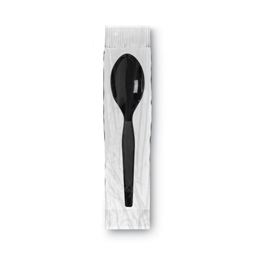 Picture of Grab’N Go Wrapped Cutlery, Teaspoons, Black, 90/Box