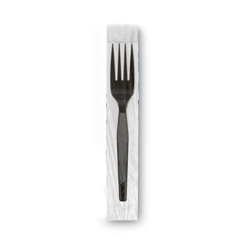 Picture of Grab’N Go Wrapped Cutlery, Forks, Black, 90/Box, 6 Box/Carton