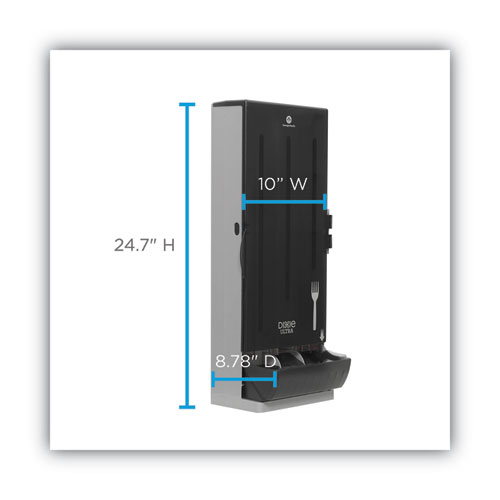 Picture of SmartStock Mediumweight Polystyrene Dispenser, Holds 120 Forks, 10 x 8.78 x 24.75, Translucent Black