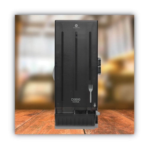 Picture of SmartStock Mediumweight Polystyrene Dispenser, Holds 120 Forks, 10 x 8.78 x 24.75, Translucent Black