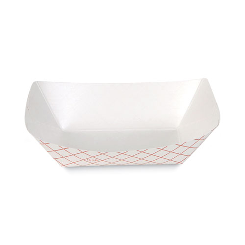 Picture of Kant Leek Clay-Coated Paper Food Tray, 0.5 lb Capacity, 5.3 x 3.75 x 1.4, Red Plaid, 1,000/Carton