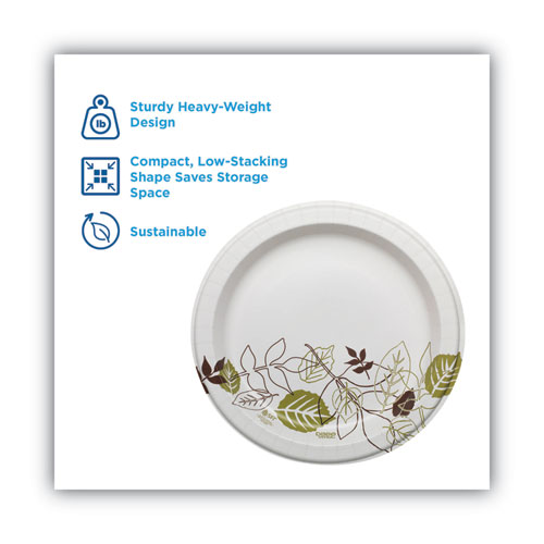 Picture of Pathways Soak Proof Shield Heavyweight Paper Plates, 10.13" dia, Green/Burgundy, 125/Pack