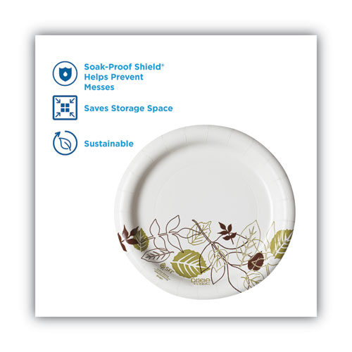 Picture of Pathways Soak-Proof Shield Mediumweight Paper Plates, WiseSize, 6.87" dia, Green/Burgundy, 500/Carton