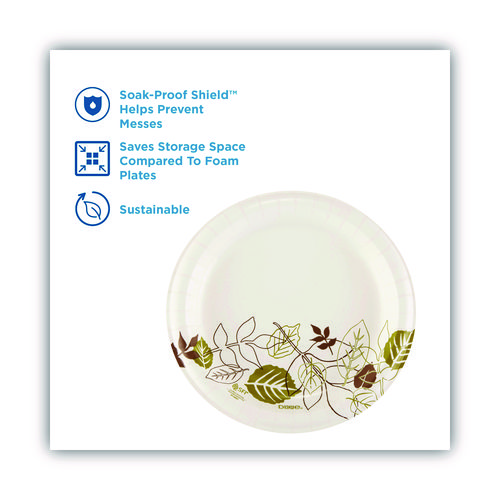 Picture of Pathways Soak-Proof Shield Mediumweight Paper Plates, 8.5" dia, Green/Burgundy, 1,000/Carton