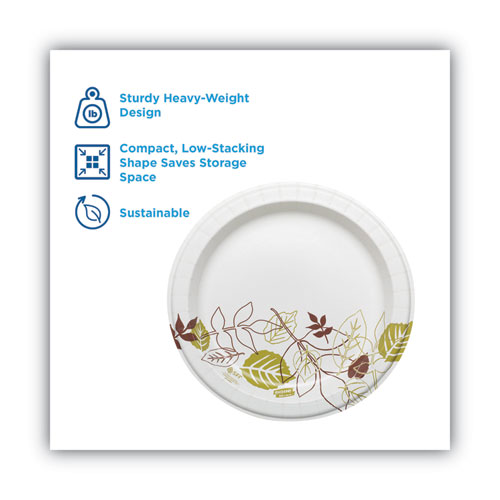 Picture of Pathways Soak Proof Shield Heavyweight Paper Plates, 8.5" dia, Green/Burgundy, 125/Pack